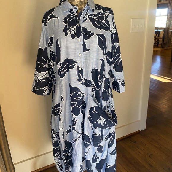 Alembika Floral Island Print Button Midi Dress - US Size (8/10) - Picture 3 of 8